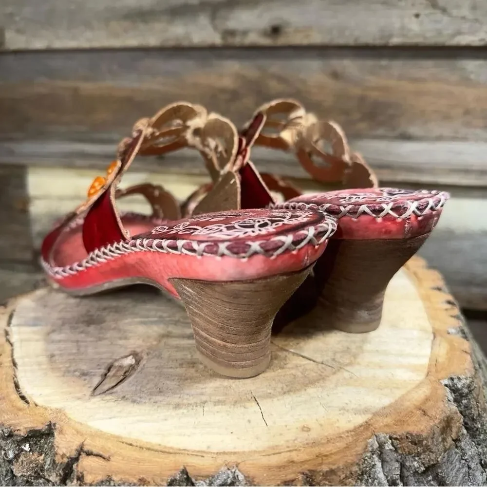 Spring-step Women's Red and Yellow  7.5